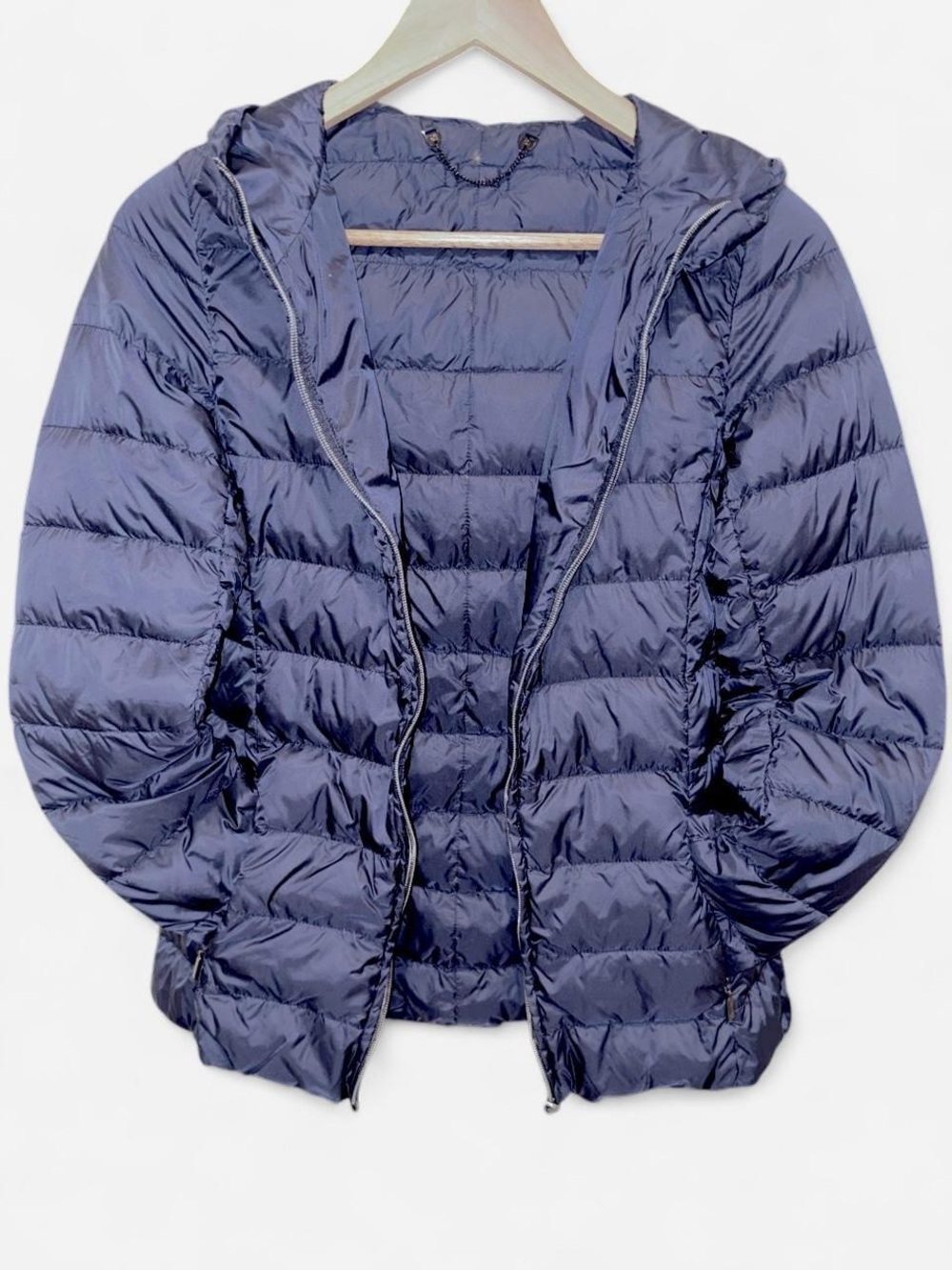 MaxMara Navy Quilted Hooded Puffer Jacket